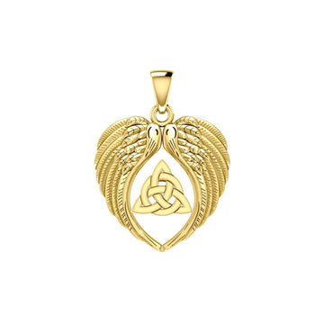 Feel the Tranquil in Angels Wings Solid Gold Pendant with Triquetra GPD5457 - Jewelry